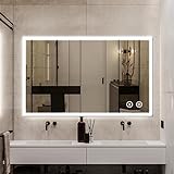 YOLEO Badspiegel mit Beleuchtung, Wandspiegel 100x60 cm, LED-Spiegel mit Touchschalter und Beschlaghemmungsfunktion, Kaltweiß 6400K