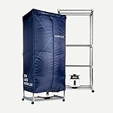 NEWTECK Tragbarer elektrischer Wäschetrockner Secadry XXL, Trockner mit Belüftung, 1200 W, große Kapazität 15 kg, Timer 180 min, 3 Stufen, leise, Multifunktion: Trockner, Schrank, Wäscheständer Blau