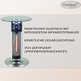 Traedgard Infrarot Heizstrahler Tisch Rantum - Bistro Glastisch mit integrierter Heizung für Terrasse und Garten - integrierte LED Beleuchtung für stimmiges Ambiente - 2