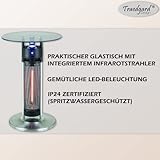 Traedgard Infrarot Heizstrahler Tisch Rantum - Bistro Glastisch mit integrierter Heizung für Terrasse und Garten - integrierte LED Beleuchtung für stimmiges Ambiente - 2