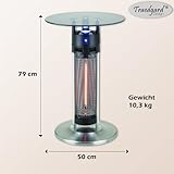 Traedgard Infrarot Heizstrahler Tisch Rantum - Bistro Glastisch mit integrierter Heizung für Terrasse und Garten - integrierte LED Beleuchtung für stimmiges Ambiente - 3