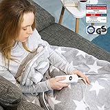 Navaris XXL Elektrische Wärme Heizdecke - 180x130cm 3 Wärmestufen Abschaltautomatik waschbar - Kuschelige Bett Wärmedecke Hellgrau - 2