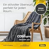 Cosi Home Luxus Heizdecke mit Abschaltautomatik – Elektrische Wärmedecke mit Überhitzungsschutz, 9 Heizstufen, Waschbar, Fernbedienung – Kuscheldecke flauschig aus Kunstfell, 180x130cm – Grau - 7