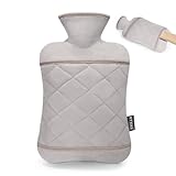 BYXAS Wärmflasche mit Hand Tasche Cover - 2.0L BPA frei PVC Wasser Tasche, geruchlos Superior Material, ideal für Schmerzlinderung, grau