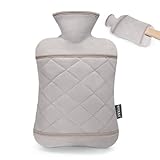 BYXAS Wärmflasche mit Hand Tasche Cover - 2.0L BPA frei PVC Wasser Tasche, geruchlos Superior Material, ideal für Schmerzlinderung, grau