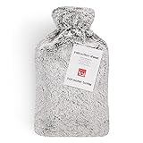Blumtal Wärmflasche mit Bezug in Kunstfelloptik, Wärmeflasche mit Fassungsvermögen von bis zu 1,8 Litern und superweichem Bezug in Grau - 3