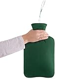 Blumtal Wärmflasche mit weichem Bezug – 1,8L Wärmeflasche, Bettflasche, Wärmflasche flauschig (Grün) - 6