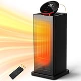 OMISOON Heizlüfter 2000W, ECO heizlüfter energiesparend leise, PTC Keramik heizung elektrisch, Touch-LED, 90°Oszillation, 24H Timer, Thermostat, 3 Modi, Mehrfachschutz, Fernbedienung,Zuhause, Black