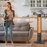 Dysis 2000 Watt Stand Heizstrahler, 4 Heizstufen mit Fernbedienung, Infrarotstrahler für Innen- & Außenbereich, IP20, Digitalanzeige, Timer, Thermostat, Schwarz - 6