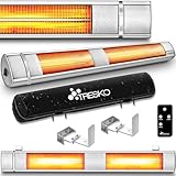 TRESKO Infrarot Heizstrahler 3000W mit Fernbedienung | Wärmestrahler Terrasse elektrisch mit 3 Heizstufen | Terrassenstrahler Innen & Außen | Wand-Heizstrahler Infrarotstrahler Wickeltischstrahler