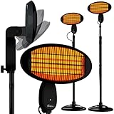 Tronitechnik® Infrarot Standheizer Heizstrahler Terrassenheizer Terrassenstrahler Wärmestrahler für die Terrasse, 2000 Watt, schwarz, Innen & Außen, höhenverstellbar, neigbar