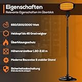 Tronitechnik® Infrarot Standheizer Heizstrahler Terrassenheizer Terrassenstrahler Wärmestrahler für die Terrasse, 2000 Watt, schwarz, Innen & Außen, höhenverstellbar, neigbar - 3