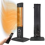 ICQN 2300 W Stand Heizstrahler mit Wasserdicht Schutzhülle, 4 Heizstufen mit Fernbedienung, Kohlenstoff Infrarotstrahler für Innen- & Außenbereich, Terrassenstrahler, Aluminium, Balkon