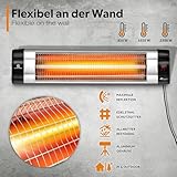 TRESKO Infrarot Heizstrahler 2500W mit Fernbedienung | Wärmestrahler elektrisch mit 3 Heizstufen | Terrassenstrahler Innen & Außen | Infrarotstrahler höhenverstellbar - 4