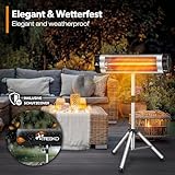TRESKO Infrarot Heizstrahler 2500W mit Fernbedienung | Wärmestrahler elektrisch mit 3 Heizstufen | Terrassenstrahler Innen & Außen | Infrarotstrahler höhenverstellbar - 6