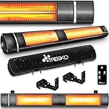 TRESKO Infrarot Heizstrahler 3000W mit Fernbedienung | Wärmestrahler Terrasse elektrisch mit 3 Heizstufen | Terrassenstrahler Innen & Außen | Wand-Heizstrahler Infrarotstrahler Wickeltischstrahler
