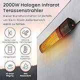 Pro Breeze Infrarot Heizstrahler Terrasse 2000W – Terrassenstrahler für Ihren Außenbereich – Elektrische Wandheizung mit Fernbedienung und 3 einstellbaren Stufen, IP65 Wasserabweisend (Schwarz) - 2