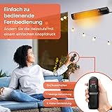 Pro Breeze Infrarot Heizstrahler Terrasse 2000W – Terrassenstrahler für Ihren Außenbereich – Elektrische Wandheizung mit Fernbedienung und 3 einstellbaren Stufen, IP65 Wasserabweisend (Schwarz) - 4