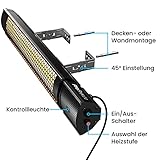 Pro Breeze Infrarot Heizstrahler Terrasse 2000W - Terrassenstrahler für Ihren Außenbereich - Elektrische Wandheizung mit Fernbedienung und 3 einstellbaren Stufen, IP65 Wasserabweisend (Schwarz) - 7