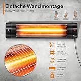 TRESKO Infrarot Heizstrahler 2500W mit Fernbedienung | Wärmestrahler Terrasse elektrisch mit 3 Heizstufen | Terrassenstrahler Innen & Außen | Wand-Infrarotstrahler mit LED-Anzeige Quarzstrahler - 4